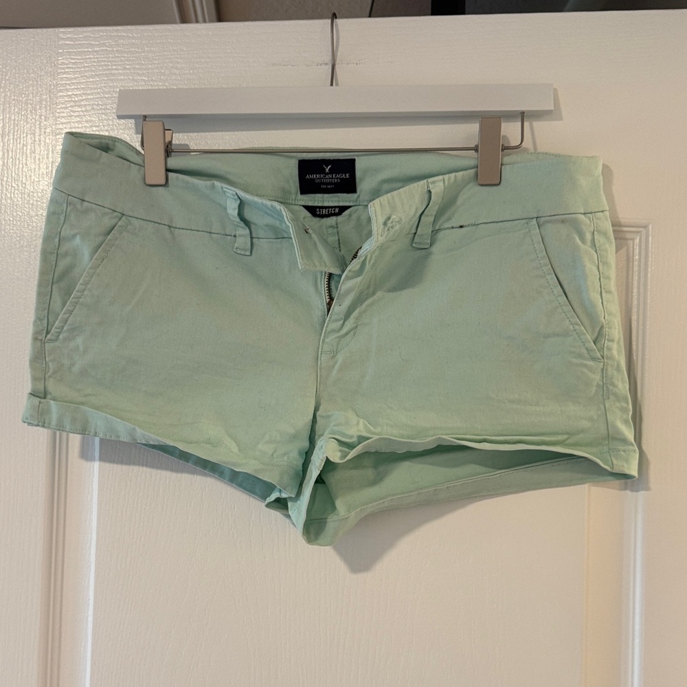 American Eagle Outfitters Light Green High Waist Shorts